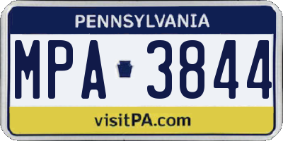 PA license plate MPA3844