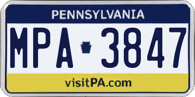 PA license plate MPA3847