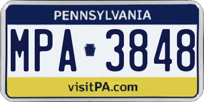 PA license plate MPA3848