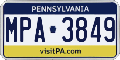 PA license plate MPA3849