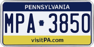 PA license plate MPA3850
