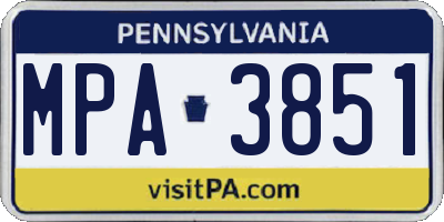 PA license plate MPA3851