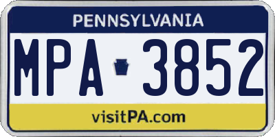 PA license plate MPA3852