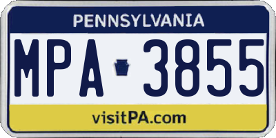 PA license plate MPA3855