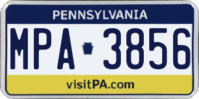 PA license plate MPA3856