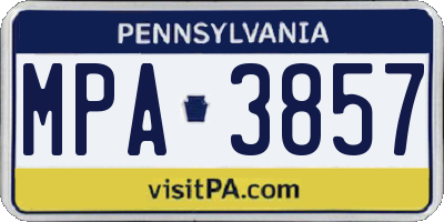 PA license plate MPA3857