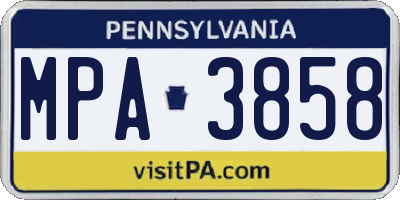 PA license plate MPA3858