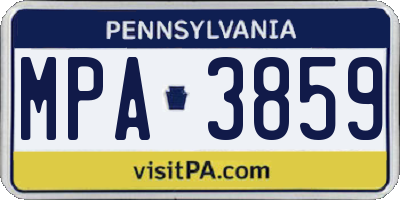 PA license plate MPA3859