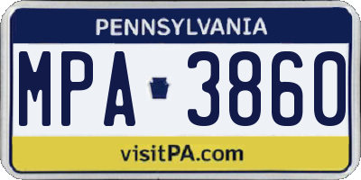 PA license plate MPA3860