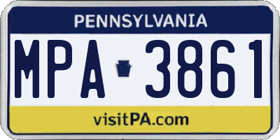 PA license plate MPA3861