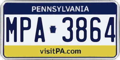 PA license plate MPA3864