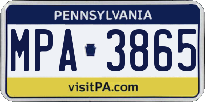 PA license plate MPA3865