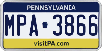 PA license plate MPA3866