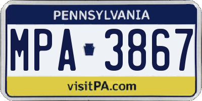 PA license plate MPA3867