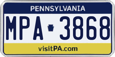 PA license plate MPA3868