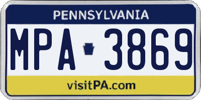 PA license plate MPA3869