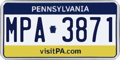 PA license plate MPA3871