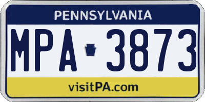 PA license plate MPA3873