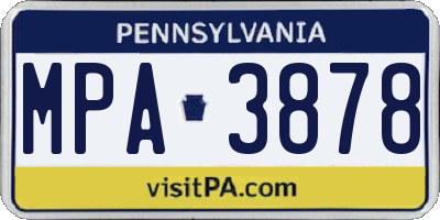 PA license plate MPA3878