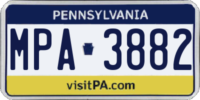 PA license plate MPA3882