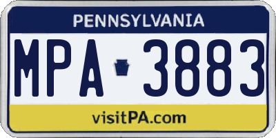 PA license plate MPA3883