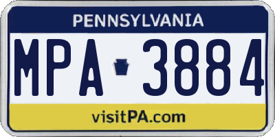 PA license plate MPA3884