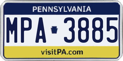 PA license plate MPA3885