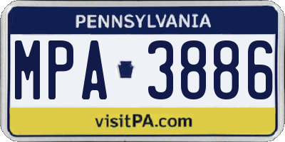 PA license plate MPA3886