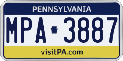 PA license plate MPA3887