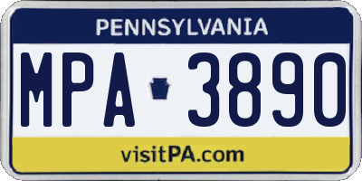 PA license plate MPA3890