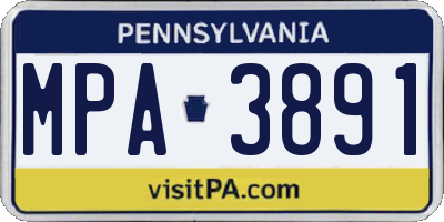 PA license plate MPA3891