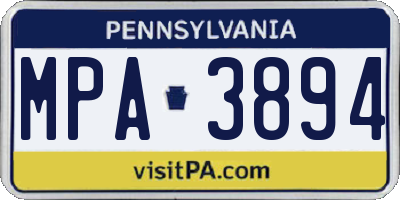 PA license plate MPA3894