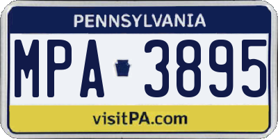 PA license plate MPA3895