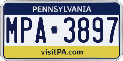 PA license plate MPA3897