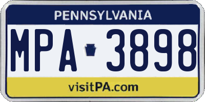 PA license plate MPA3898