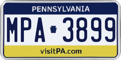 PA license plate MPA3899