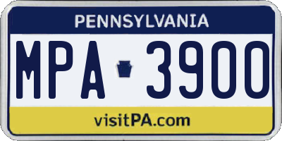 PA license plate MPA3900