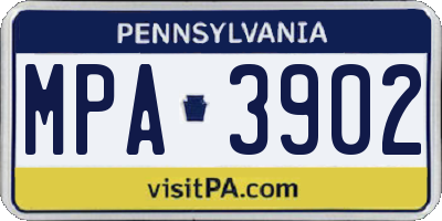 PA license plate MPA3902