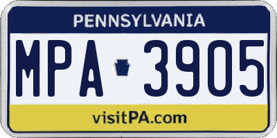 PA license plate MPA3905