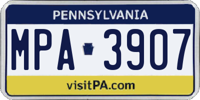 PA license plate MPA3907