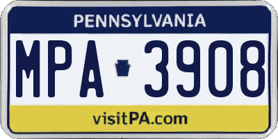 PA license plate MPA3908