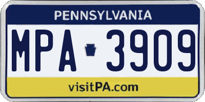 PA license plate MPA3909