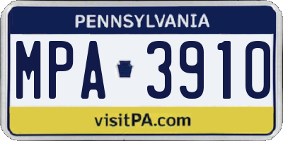 PA license plate MPA3910