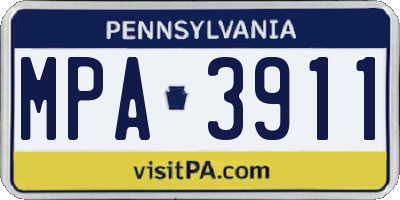 PA license plate MPA3911