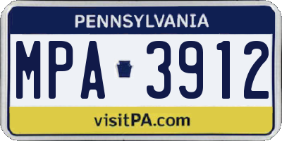 PA license plate MPA3912