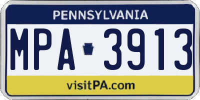 PA license plate MPA3913