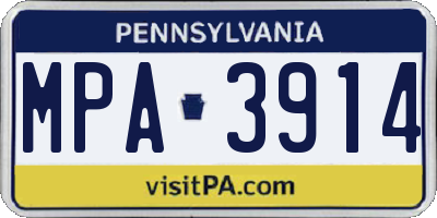 PA license plate MPA3914