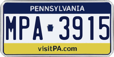 PA license plate MPA3915