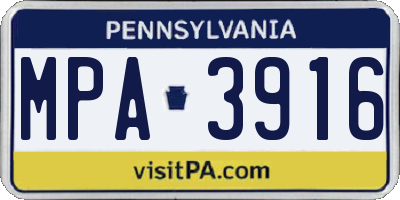 PA license plate MPA3916