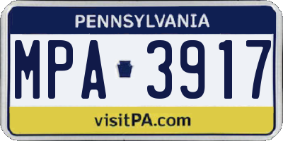 PA license plate MPA3917